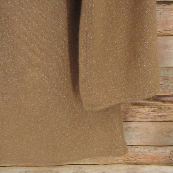 Ann Taylor Gold Metallic 3/4 Sleeve Part Cashmere Sweater Women's M - Picture 8 of 13